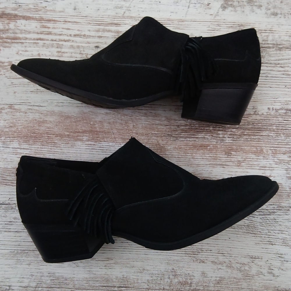 Sam Edelman Black Circus Fringe Suede Ankle Boots